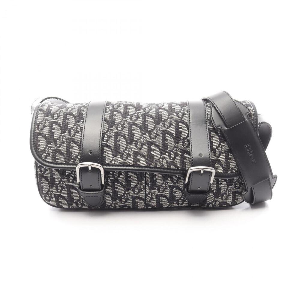 CHRISTIAN DIOR Black Leather Trotter Messenger Shoulder Bag - Picture 1 of 10